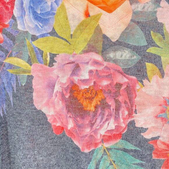 Soft Surroundings Midnight Blooms Womens Floral Sweater Lightweight V-Neck Sz PS - Picture 9 of 13